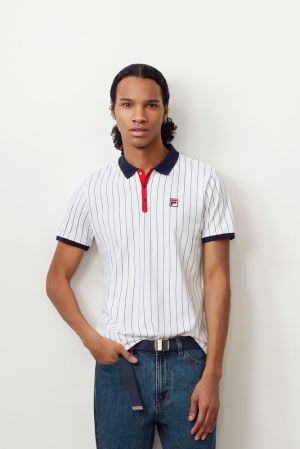 FILA Bb1 Polos White / Navy / Red,Mens Clothing | CA.QINFZU315